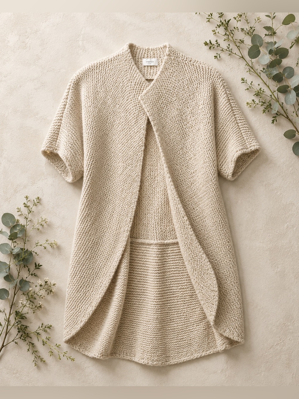 Iperico Made in Italy Mohair Wool Cardigan | Cream Long Knit Cardigan | One Size
